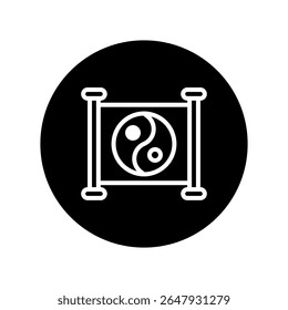 Símbolo minimalista de yin e yang apresentado em um quadro decorativo refletindo harmonia de equilíbrio e filosofia do dualismo
