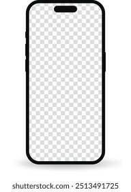 Minimalistick phone silhouette with transparent screen. Vector phone mockup.