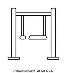 minimalist-pull-up-bar-setup line art design on white background 