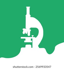 Minimalist-style microscope logo with a flat design, perfect for presentations educational resources, promotion, textbook, research, and science guides.