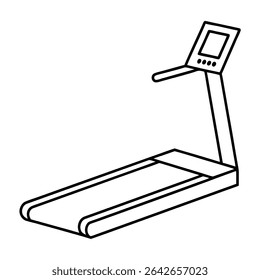 minimalist-treadmill-with-display line art design on white background 