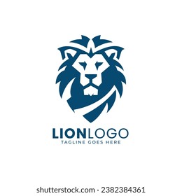 Minimall Lion Head Logo design template, Geometric Lion Face Vector