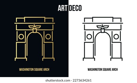 Minimally designed art deco luxury styled icon of the famous Washington Square Arch in Greenwich Village, New York, America.