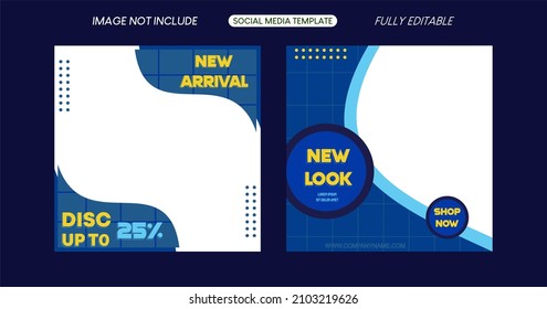 A minimally editable collection of square banner templates. Black and yellow background color with stripes shape. Suitable for social media posting and web internet advertising