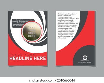 minimelist Red,gray and white circular corporate business flyer. with image.