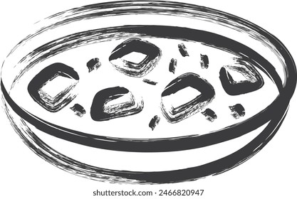 Mini-mini brush-drawn food and drink illustration mapo tofu