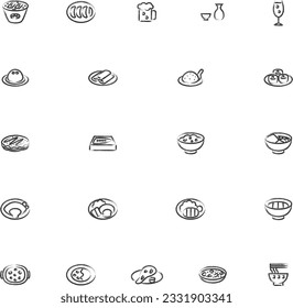 Minimini eating and drinking brush writing icon set 04