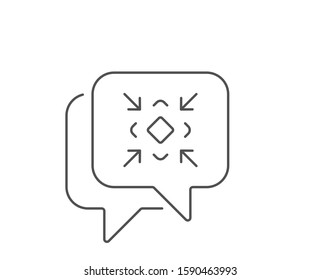 Minimize arrow line icon. Chat bubble design. Small screen symbol. Minimise Navigation sign. Outline concept. Thin line minimize icon. Vector
