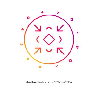 Minimize arrow line icon. Small screen symbol. Minimise Navigation sign. Gradient pattern line button. Minimize icon design. Geometric shapes. Vector