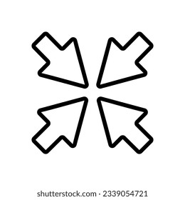 Minimizar el icono de la línea de flecha. Símbolo de pantalla pequeña. Minimizar el signo de navegación. Elemento de diseño de calidad. Trazo editable. Vector