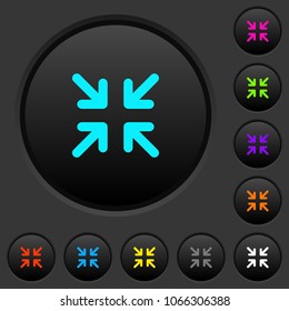 Minimize arrows dark push buttons with vivid color icons on dark grey background