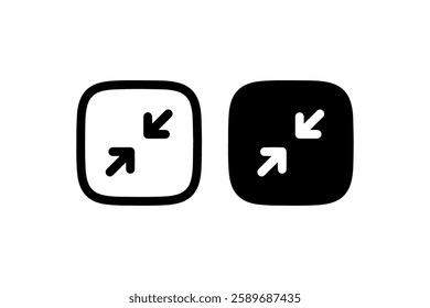 Minimize arrows icon in outline and solid Vector