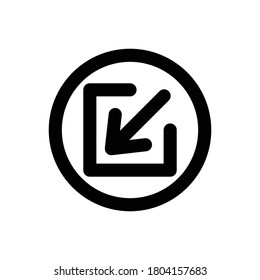Rahmenvektorgrafik des Symbols minimieren (Pfeil). einzeln auf weißem Hintergrund