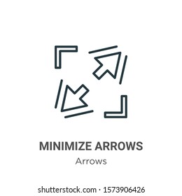 Minimize arrows outline vector icon. Thin line black minimize arrows icon, flat vector simple element illustration from editable arrows concept isolated on white background