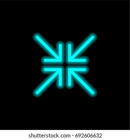 Minimize blue glowing neon ui ux icon. Glowing sign logo vector