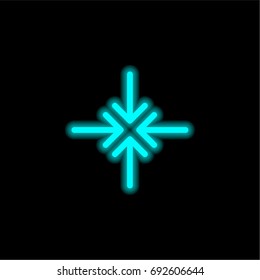 Minimize blue glowing neon ui ux icon. Glowing sign logo vector