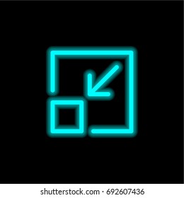 Minimize blue glowing neon ui ux icon. Glowing sign logo vector