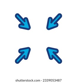 minimize compact size rally icon small scale arrow icon. down size icon in arrow,white background isolate