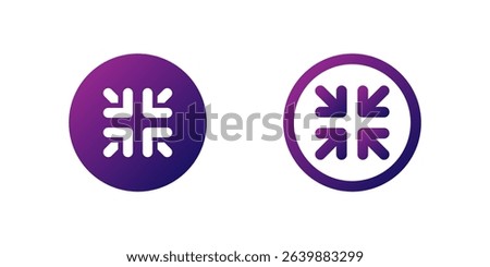 Minimize Dash Icon Set. A purple gradient icon resembling a dash, symbolizing minimize or close functions in applications.
