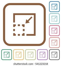 Minimize element simple icons in color rounded square frames on white background