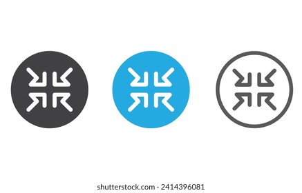 Minimize icon, compact size, small scale arrows icons. 