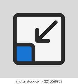Minimizar icono en el estilo de línea rellena sobre la interfaz de usuario, usar para presentación de aplicaciones móviles del sitio web