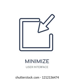 Minimize icon. Minimize linear symbol design from User interface collection. Simple outline element vector illustration on white background.