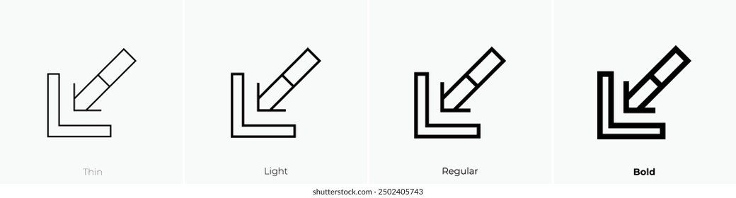minimize icon. Thin, Light Regular And Bold style design isolated on white background