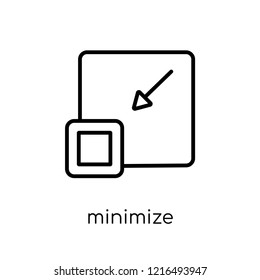 minimize icon. Trendy modern flat linear vector minimize icon on white background from thin line collection, outline vector illustration