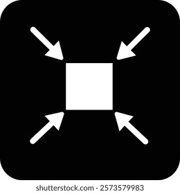 Minimize icon.Minimize  rally compact size small scale arrows icons . shrink icon resize in arrows.minimize four 4 arrows icon meeting point.Minimize Icon with reflection on white background.