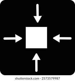 Minimize icon.Minimize  rally compact size small scale arrows icons . shrink icon resize in arrows.minimize four 4 arrows icon meeting point.Minimize Icon with reflection on white background.