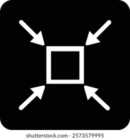 Minimize icon.Minimize  rally compact size small scale arrows icons . shrink icon resize in arrows.minimize four 4 arrows icon meeting point.Minimize Icon with reflection on white background.