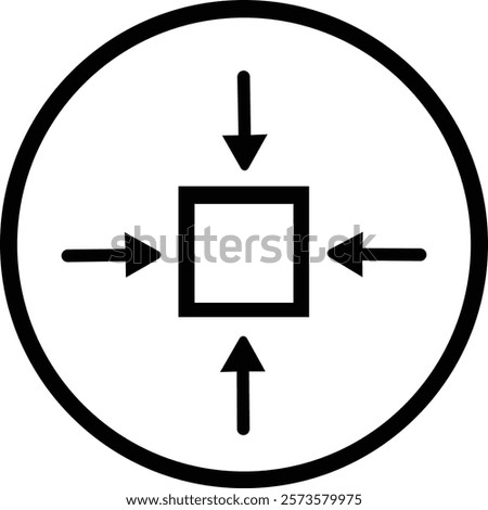 Minimize icon.Minimize  rally compact size small scale arrows icons . shrink icon resize in arrows.minimize four 4 arrows icon meeting point.Minimize Icon with reflection on white background.