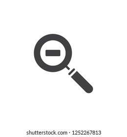 Minimize magnifier vector icon. filled flat sign for mobile concept and web design. Magnifying glass zoom out simple solid icon. Symbol, logo illustration. Pixel perfect vector graphics
