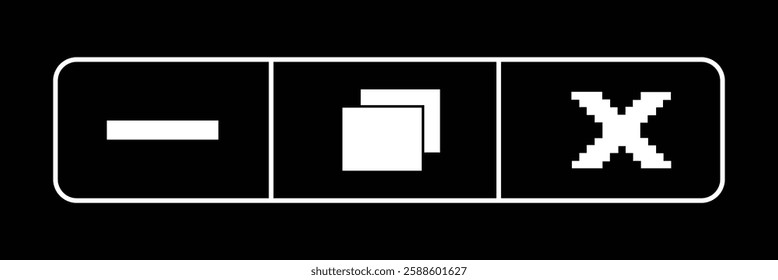 Minimize, Maximize, and Close button icon vector for web and UI. Linear black vector web buttons for software and application. Vector close web window design.
