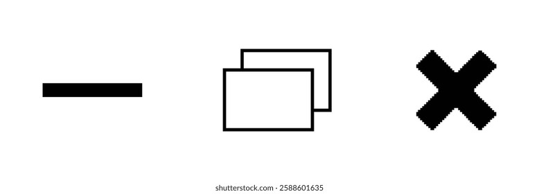 Minimize, Maximize, and Close button icon vector for web and UI. Linear black vector web buttons for software and application. Vector close web window design.
