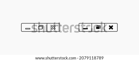 Minimize, Maximize, and Close button icon vector for web and UI. Linear black vector web buttons for software and application. Vector close web window design