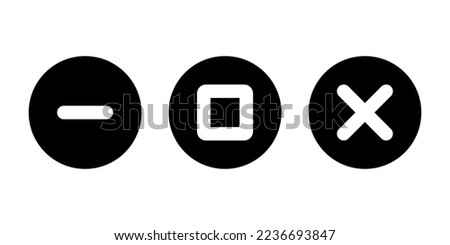 Minimize, maximize, and close button icon vector. Elements of mobile app window