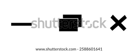 Minimize, Maximize, and Close button icon vector for web and UI. Linear black vector web buttons for software and application. Vector close web window design.
