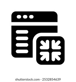 minimizar ícone da página. ícone de glifos vetoriais para o design do seu site, celular, apresentação e logotipo.