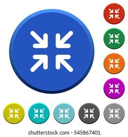 Minimize round color beveled buttons with smooth surfaces and flat white icons