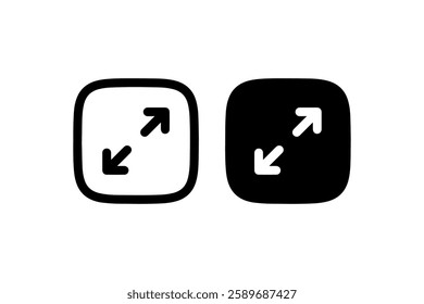 Minimize screen icon with diagonal arrows Vector