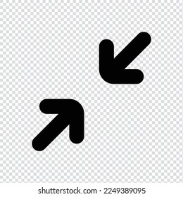 Minimizar el icono del contorno de pantalla en fondo transparente, aplicación básica e icono de línea negrita de la interfaz de usuario web, EPS10