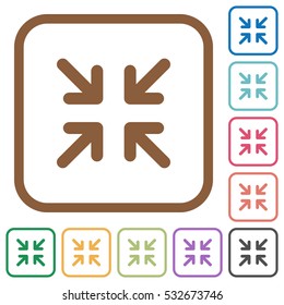 Minimize simple icons in color rounded square frames on white background
