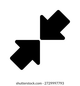 Minimize Symbol Icon. Two Inward Arrows. Symbol of Midpoint, Connection, and Focus.