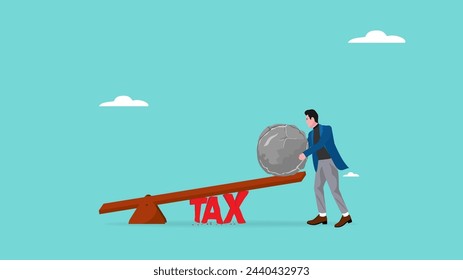 Minimizar la responsabilidad fiscal, optimizar el valor del impuesto sobre la renta y la gestión del patrimonio, concepto de reducción del pago de impuestos, personas de negocios inteligentes utilizan los gastos para enfatizar la palabra de concepto de impuestos ilustración vectorial