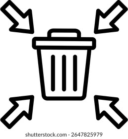 Minimizar la Ilustración vectorial del contorno del icono de residuos