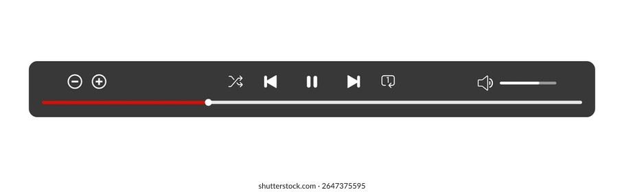 Minimized video player bar or audio player control panel.