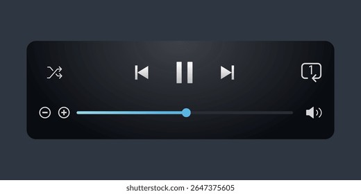 Minimized video player bar or audio player control panel.