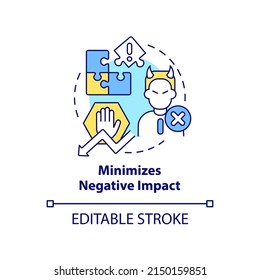 Minimizes negative impact concept icon. Stakeholder management plan abstract idea thin line illustration. Isolated outline drawing. Editable stroke. Arial, Myriad Pro-Bold fonts used